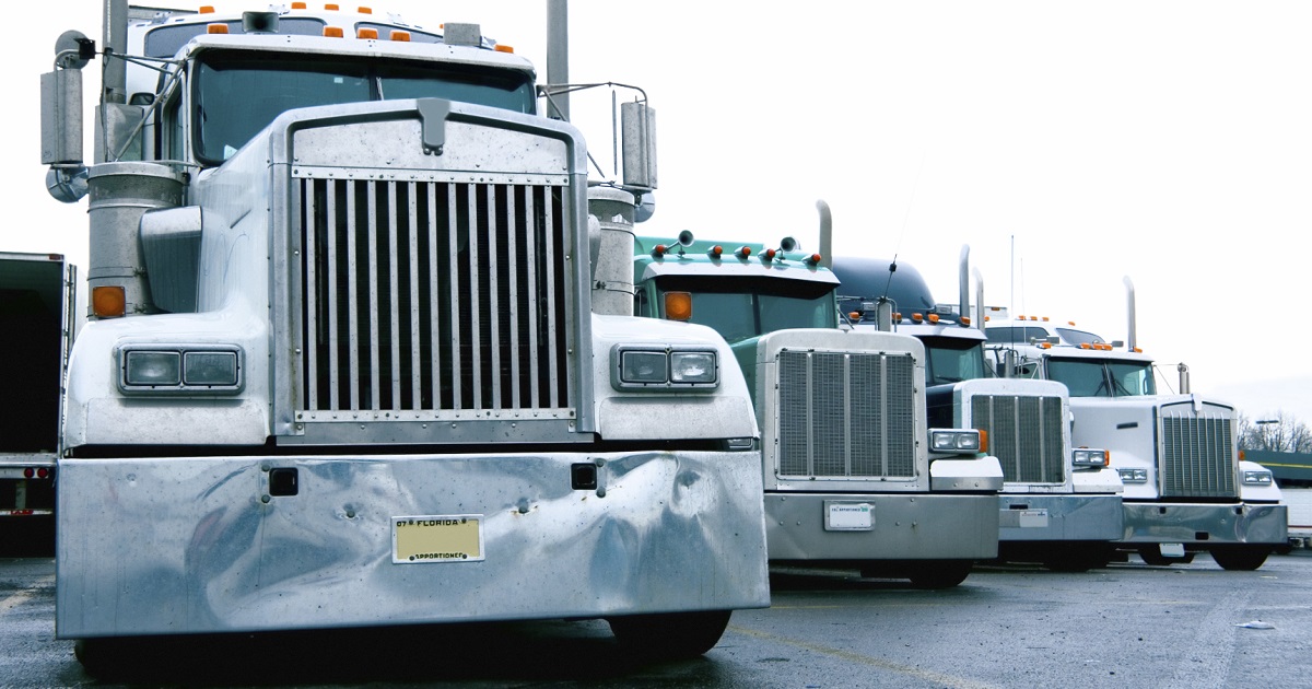 Line of Semi Trucks